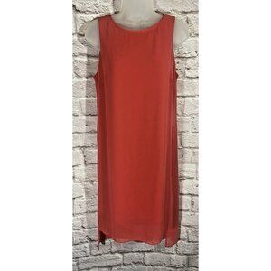 White House Black Market Flowy Chiffon Overlay Dress Small Sleeveless Lined Slit